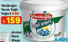 Yörükoğlu Yarım Yağlı Yoğurt 5 kg Yörükoğlu Yarım Yağlı Yoğurt 5 kg