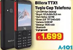 Bilicra TTX1 Tuşlu Cep Telefonu Bilicra TTX1 Tuşlu Cep Telefonu