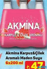 Akmina Karpuz&Çilek Aromalı Maden Suyu 6x200 ml Akmina Karpuz&Çilek Aromalı Maden Suyu 6x200 ml