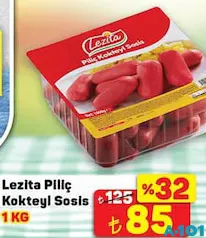 Lezita Piliç Kokteyl Sosis 1 kg Lezita Piliç Kokteyl Sosis 1 kg