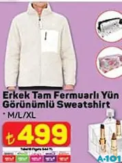 Erkek Tam Fermuarlı Yün Görünümlü Sweatshirt Erkek Tam Fermuarlı Yün Görünümlü Sweatshirt
