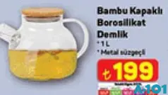 Bambu Kapaklı Borosilikat Demlik 1 L Bambu Kapaklı Borosilikat Demlik 1 L