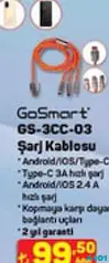 Go-Smart GS-3CC-03 Şarj Kablosu Go-Smart GS-3CC-03 Şarj Kablosu