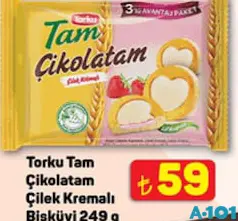 Torku Tam Çikolatam Çilek Kremalı Bisküvi 249 g Torku Tam Çikolatam Çilek Kremalı Bisküvi 249 g