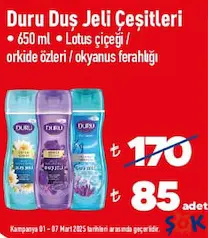 Duru Duş Jeli Çeşitleri 650 ml Duru Duş Jeli Çeşitleri 650 ml