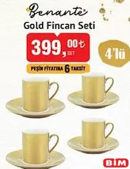 Benante Gold Fincan Seti 4'lü Benante Gold Fincan Seti 4'lü