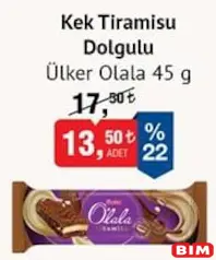 Ülker Olala Kek Tiramisu Dolgulu 45 g Ülker Olala Kek Tiramisu Dolgulu 45 g