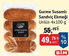 Unlüx Gurme Susamlı Sandviç Ekmeği 4x100 g Unlüx Gurme Susamlı Sandviç Ekmeği 4x100 g