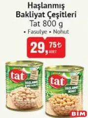Tat Haşlanmış Bakliyat Çeşitleri Fasulye Nohut 800 g Tat Haşlanmış Bakliyat Çeşitleri Fasulye Nohut 800 g