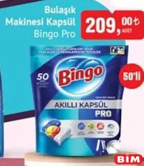 Bingo Pro Bulaşık Makinesi Kapsülü Tableti 50'li Bingo Pro Bulaşık Makinesi Kapsülü Tableti 50'li