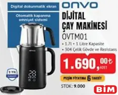 Onvo Dijital Çay Makinesi Onvo Dijital Çay Makinesi
