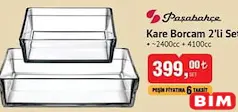 Paşabahçe Kare Borcam 2'li Set Paşabahçe Kare Borcam 2'li Set