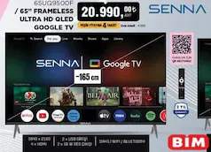 Senna 65 inç Frameless Ultra HD QLED Google Tv Akıllı Televizyon Senna 65 inç Frameless Ultra HD QLED Google Tv Akıllı Televizyon
