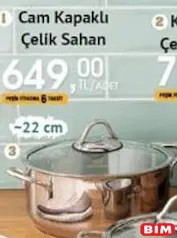 Emsan Cam Kapaklı Çelik Sahan 22 cm Emsan Cam Kapaklı Çelik Sahan 22 cm