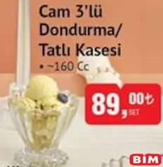 Glass in Love Cam 3'lü Dondurma/Tatlı Kasesi 160 cc Glass in Love Cam 3'lü Dondurma/Tatlı Kasesi 160 cc