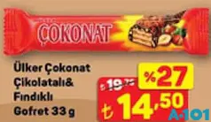 Ülker Çokonat Çikolatalı & Fındıklı Gofret 33 g Ülker Çokonat Çikolatalı & Fındıklı Gofret 33 g