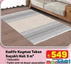 Kadife Kaymaz Taban Saçaklı Halı 3 m² Kadife Kaymaz Taban Saçaklı Halı 3 m²