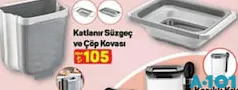 Katlanır Süzgeç ve Çöp Kovası Katlanır Süzgeç ve Çöp Kovası