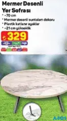 Mermer Desenli Yer Sofrası 70 cm Mermer Desenli Yer Sofrası 70 cm