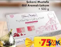 Şekerci Mustafa Gül Aromalı Lokum 500 g - Bayram Şekeri/Çikolatası Şekerci Mustafa Gül Aromalı Lokum 500 g - Bayram Şekeri/Çikolatası