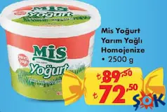 Mis Yoğurt Yarım Yağlı Homojenize 2500 g Mis Yoğurt Yarım Yağlı Homojenize 2500 g