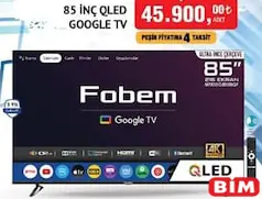 Fobem 85 inç Qled Google TV Akıllı Televizyon Fobem 85 inç Qled Google TV Akıllı Televizyon