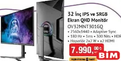 Onvo 32 inç IPS ve SRGB Ekran QHD Monitör Onvo 32 inç IPS ve SRGB Ekran QHD Monitör