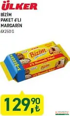 Bizim Paket 6'lı Margarin 6x250 g Bizim Paket 6'lı Margarin 6x250 g
