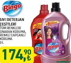 Bingo Sıvı Deterjan Çeşitleri 3 L Bingo Sıvı Deterjan Çeşitleri 3 L
