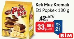Eti Popkek Kek Muzlu Kremalı 180 g Eti Popkek Kek Muzlu Kremalı 180 g