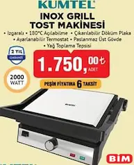 Kumtel İnox Grill Tost Makinesi Kumtel İnox Grill Tost Makinesi
