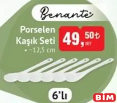 Benante Porselen Kaşık Seti 12,5 cm Benante Porselen Kaşık Seti 12,5 cm