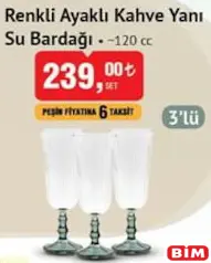 Rakle Renkli Ayaklı Kahve Yanı Su Bardağı 120 cc 3'lü Rakle Renkli Ayaklı Kahve Yanı Su Bardağı 120 cc 3'lü