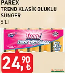 Parex Trend Klasik Oluklu Süngeri 5'li Parex Trend Klasik Oluklu Süngeri 5'li