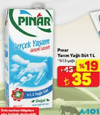 Pınar Yarım Yağlı Süt 1 L Pınar Yarım Yağlı Süt 1 L