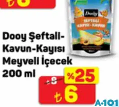 Dooy Şeftali-Kavun-Kayısı Meyveli İçecek 200 ml Dooy Şeftali-Kavun-Kayısı Meyveli İçecek 200 ml