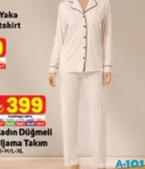 Kadın Düğmeli Pijama Takımı Kadın Düğmeli Pijama Takımı