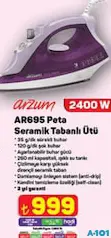 Arzum AR695 Peta Seramik Tabanlı Ütü Arzum AR695 Peta Seramik Tabanlı Ütü
