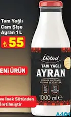 Üstad Tam Yağlı Cam Şişe Ayran 1 L Üstad Tam Yağlı Cam Şişe Ayran 1 L