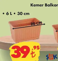 Kemer Balkon Saksı 6 L 30 cm Kemer Balkon Saksı 6 L 30 cm