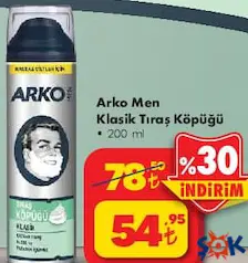 Arko Men Klasik Tıraş Köpüğü 200 ml Arko Men Klasik Tıraş Köpüğü 200 ml