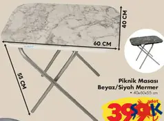 Piknik Masası Beyaz/Siyah Mermer Piknik Masası Beyaz/Siyah Mermer