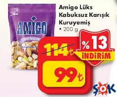 Amigo Lüks Kabuksuz Karışık Kuruyemiş 200 g Amigo Lüks Kabuksuz Karışık Kuruyemiş 200 g
