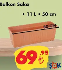 Kemer Balkon Saksı 11 L 50 cm Kemer Balkon Saksı 11 L 50 cm