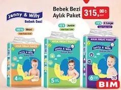 Jenny & Willy Bebek Bezi Aylık Paket Jenny & Willy Bebek Bezi Aylık Paket