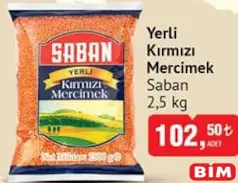 Saban Yerli Kırmızı Mercimek 2,5 kg Saban Yerli Kırmızı Mercimek 2,5 kg