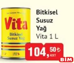 Vita Bitkisel Susuz Yağ 1 L Vita Bitkisel Susuz Yağ 1 L