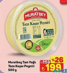 Muratbey Tam Yağlı Taze Kaşar Peyniri 500 g Muratbey Tam Yağlı Taze Kaşar Peyniri 500 g