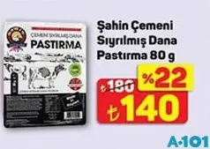 Şahin Çemeni Sıyrılmış Dana Pastırma 80 g Şahin Çemeni Sıyrılmış Dana Pastırma 80 g