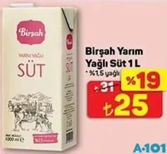 Birşah Yarım Yağlı Süt 1 L Birşah Yarım Yağlı Süt 1 L
